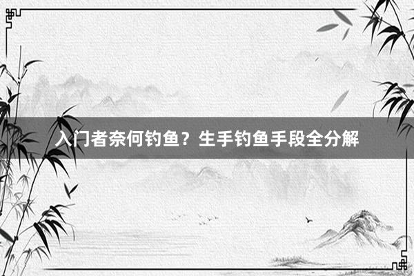 入门者奈何钓鱼？生手钓鱼手段全分解
